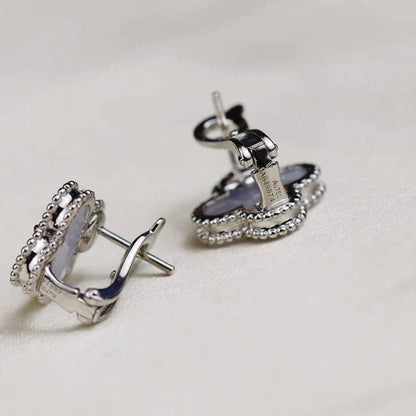 [Angela Jewellery]CLOVER MEDIUM 1 MOTIFS  WHITE MOP EARRINGS SILVER