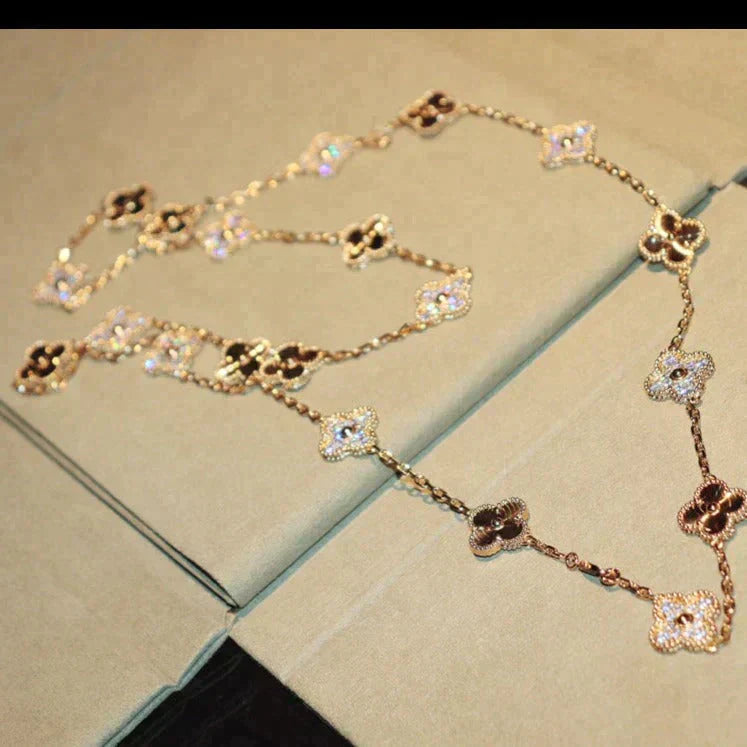 [Angela Jewellery]CLOVER 20 MOTIFS LASER DIAMOND NECKLACE