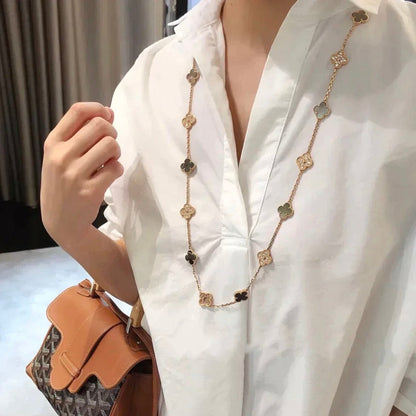 [アンジェラジュエリー]クローバー 20モチーフ ダークモップ ダイヤモンドネックレス