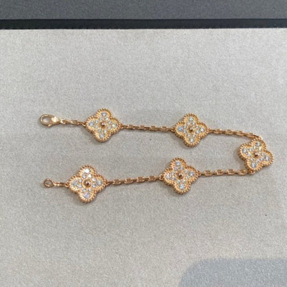 [Angela Jewelry] CLOVER 5 MOTIF FULL DIAMOND BRACELET COLLECTION