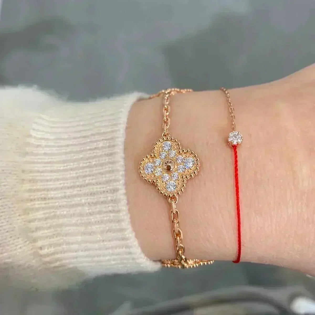 [Angela Jewelry] CLOVER 5 MOTIF FULL DIAMOND BRACELET COLLECTION