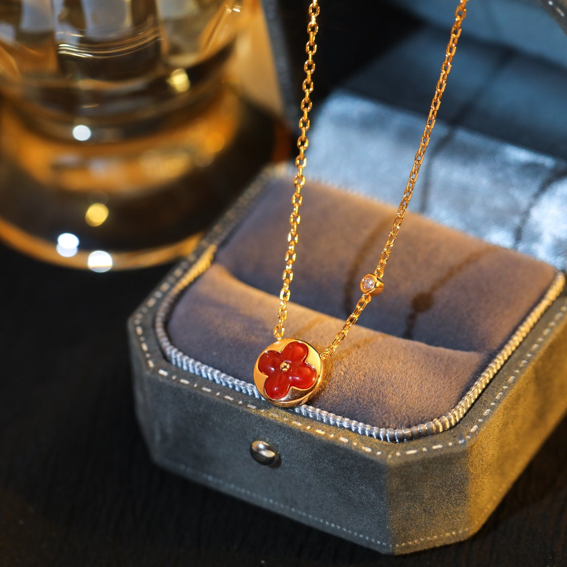 [Angela Jewellery]SUN PEDANT PINK GOLD 1 DIAMOND NECKLACE