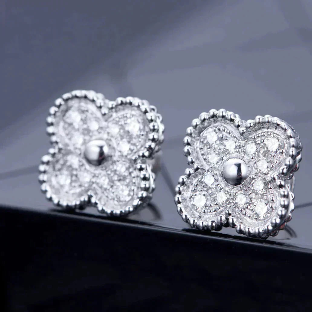 [アンジェラジュエリー]クローバー 1モチーフ ダイヤモンド スタッドピアス シルバー