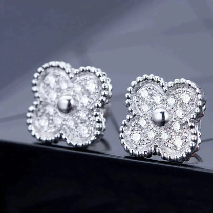[アンジェラジュエリー]クローバー 1モチーフ ダイヤモンド スタッドピアス シルバー