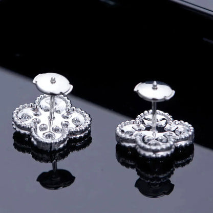 [アンジェラジュエリー]クローバー 1モチーフ ダイヤモンド スタッドピアス シルバー