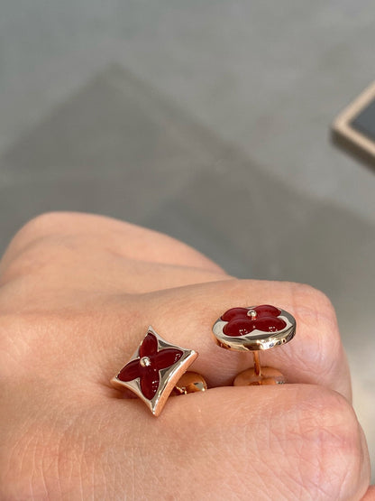 [アンジェラジュエリー]スター＆サン ピンクゴールド カーネリアン スタッドピアス
