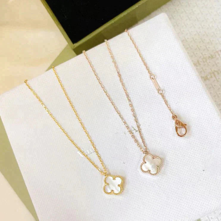 [アンジェラジュエリー]クローバー ミニ 9.5mm ホワイト マザーオブパール ネックレス