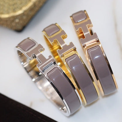 [アンジェラジュエリー]Hブレスレット 12mm ブラウン