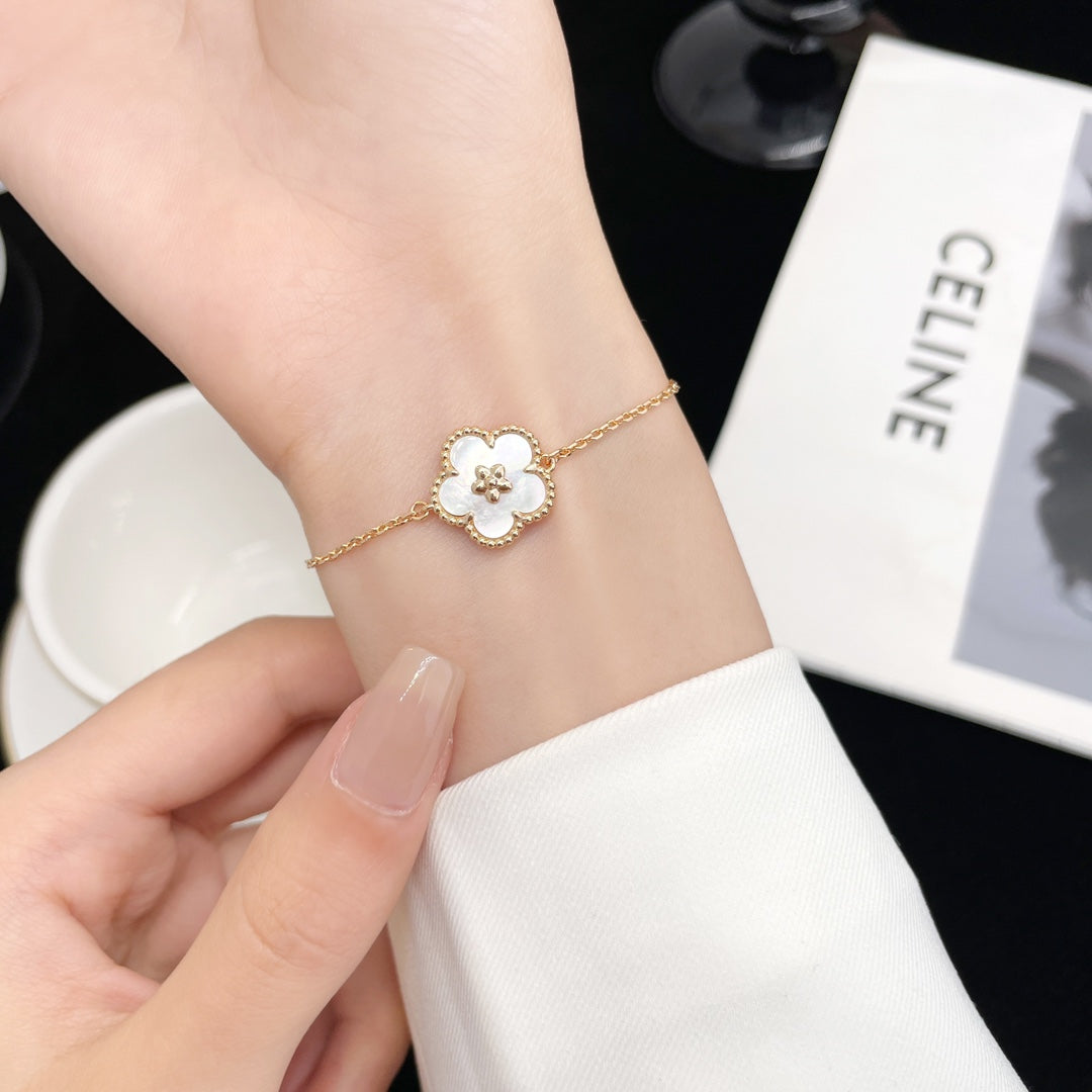 [アンジェラジュエリー]ラッキースプリング ローズゴールド モップブレスレット