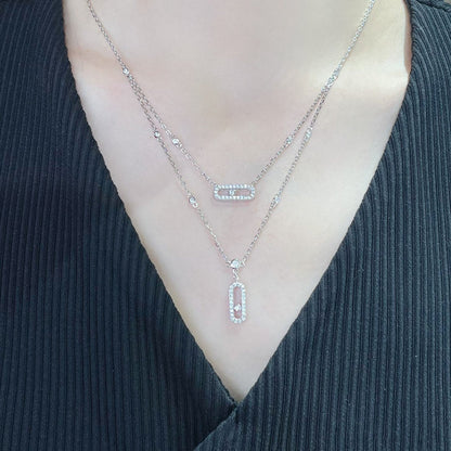 [Angela Jewelry]MOVE 2 ROW DIAMOND NECKLACE