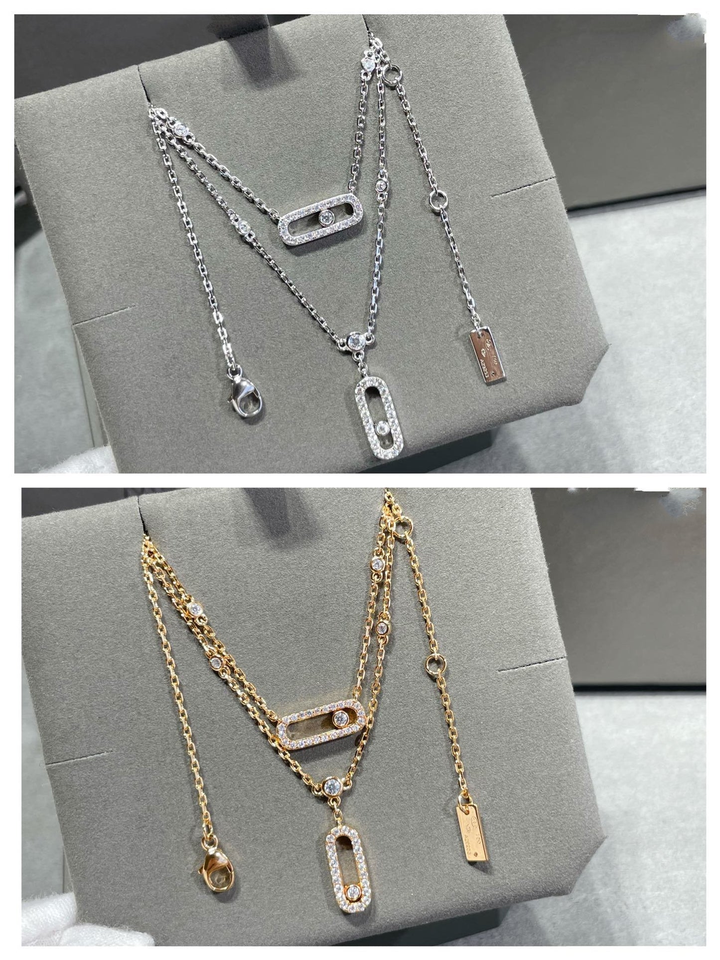 [Angela Jewelry]MOVE 2 ROW DIAMOND NECKLACE