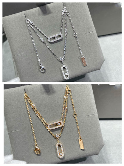 [Angela Jewelry]MOVE 2 ROW DIAMOND NECKLACE