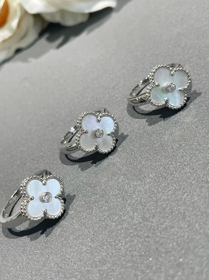 [アンジェラジュエリー]クローバー シルバー モップ ダイヤモンド リング