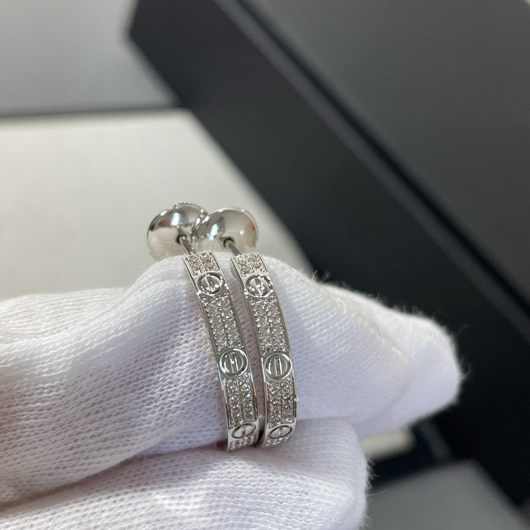 [アンジェラジュエリー]ラブダイヤモンド シルバーフープピアス