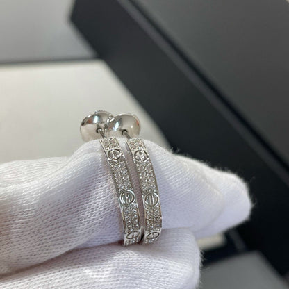 [アンジェラジュエリー]ラブダイヤモンド シルバーフープピアス