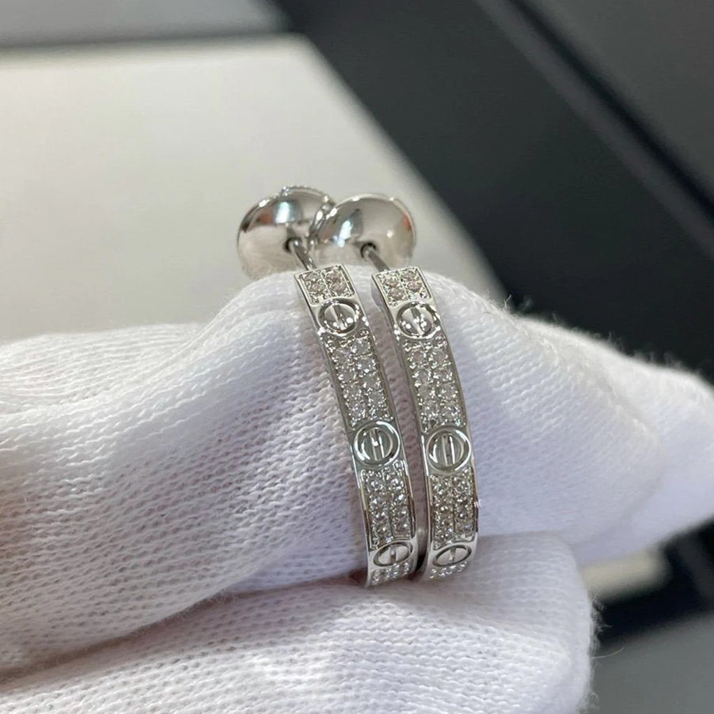 [Angela Jewelry]LOVE EARRINGS 3.6MM DIAMOND PAVED