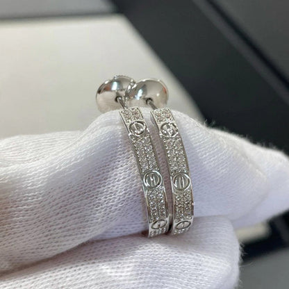 [Angela Jewelry]LOVE EARRINGS 3.6MM DIAMOND PAVED