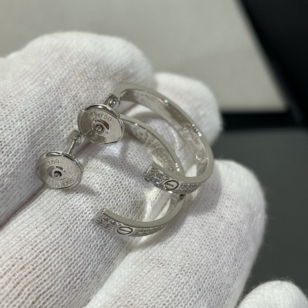 [アンジェラジュエリー]ラブダイヤモンド シルバーフープピアス