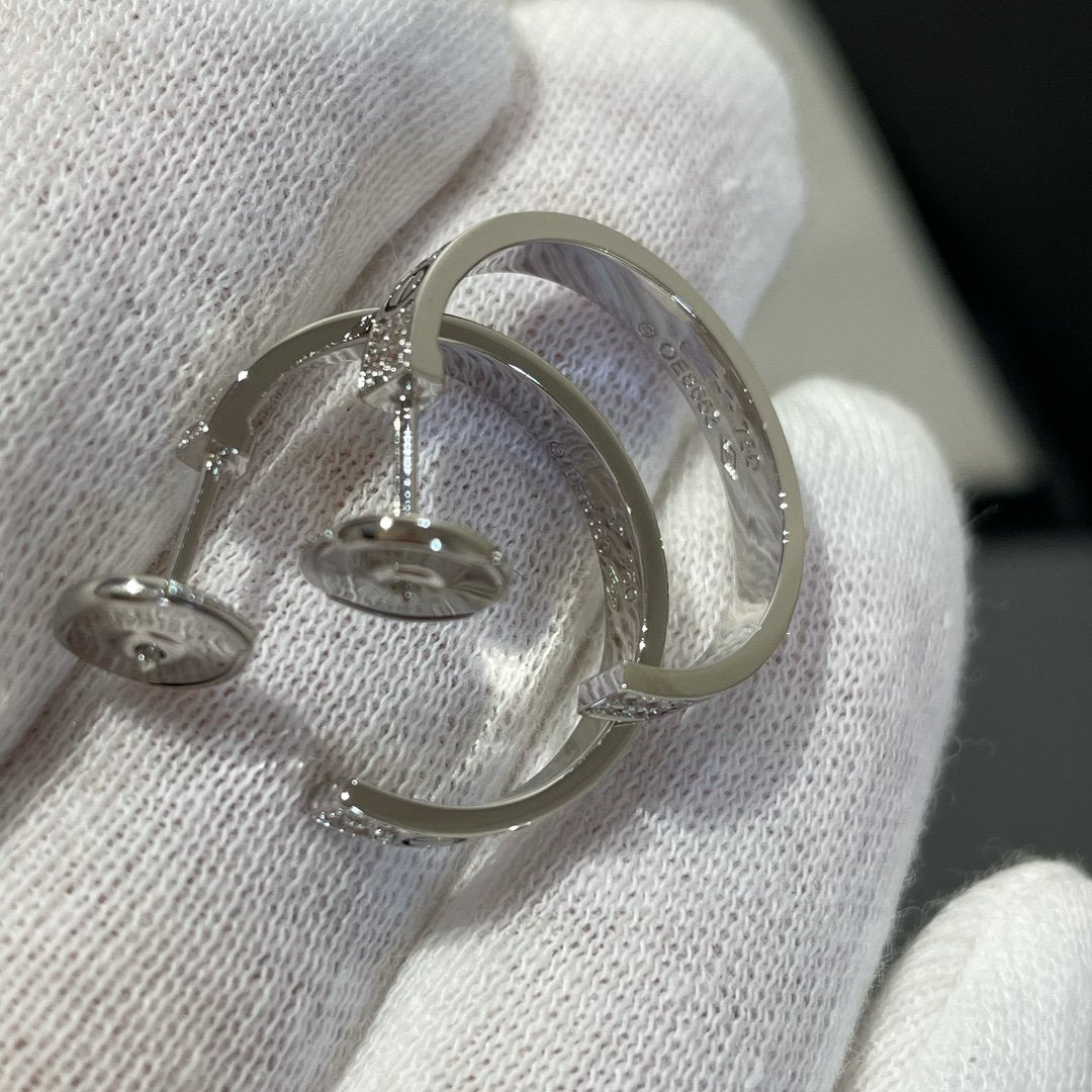 [アンジェラジュエリー]ラブダイヤモンド シルバーフープピアス