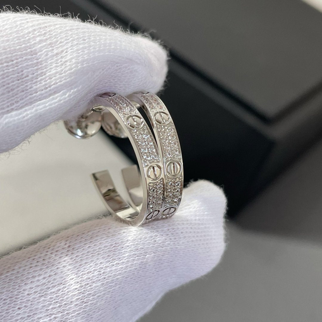 [アンジェラジュエリー]ラブダイヤモンド シルバーフープピアス
