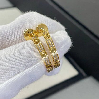 [Angela Jewelry]LOVE EARRINGS 3.6MM DIAMOND PAVED