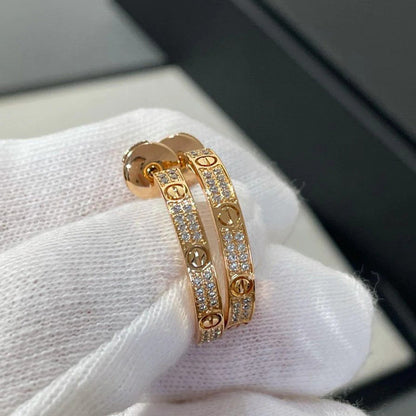 [Angela Jewelry]LOVE EARRINGS 3.6MM DIAMOND PAVED