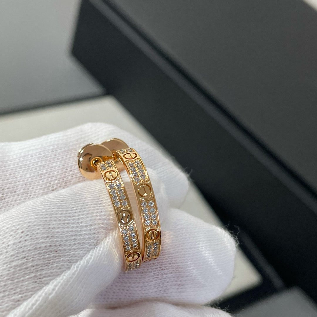 [アンジェラジュエリー]ラブダイヤモンド ピンクゴールド フープピアス