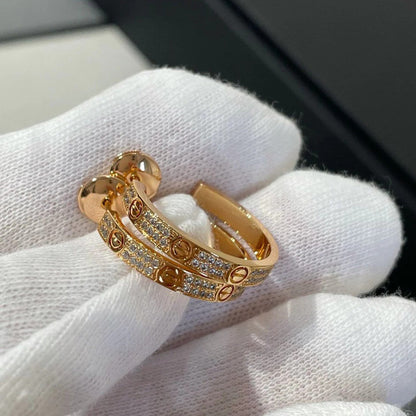 [Angela Jewelry]LOVE EARRINGS 3.6MM DIAMOND PAVED