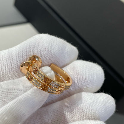 [アンジェラジュエリー]ラブダイヤモンド ピンクゴールド フープピアス