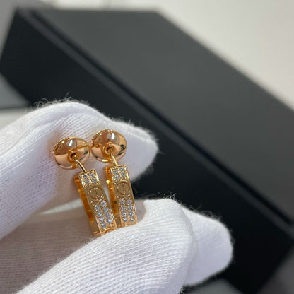 [アンジェラジュエリー]ラブダイヤモンド ピンクゴールド フープピアス