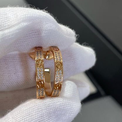 [アンジェラジュエリー]ラブダイヤモンド ピンクゴールド フープピアス