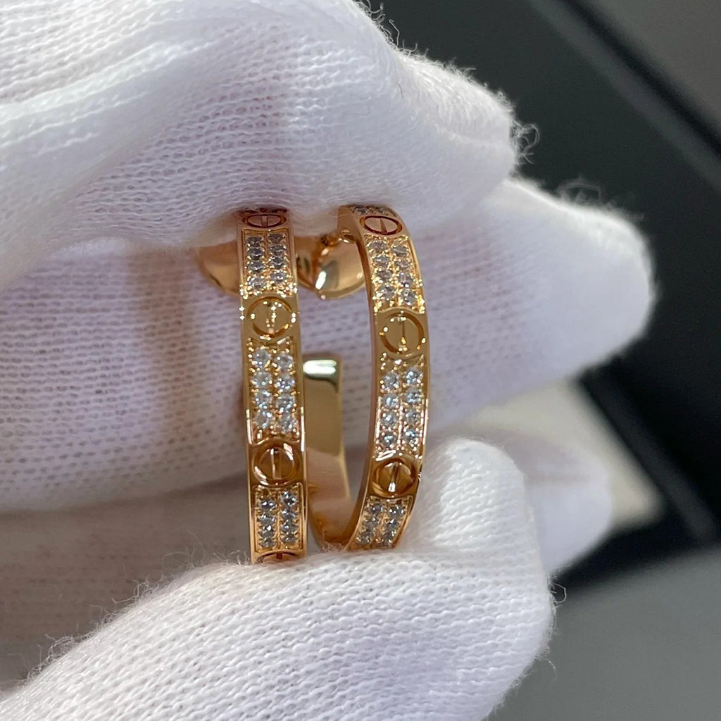 [Angela Jewelry]LOVE EARRINGS 3.6MM DIAMOND PAVED