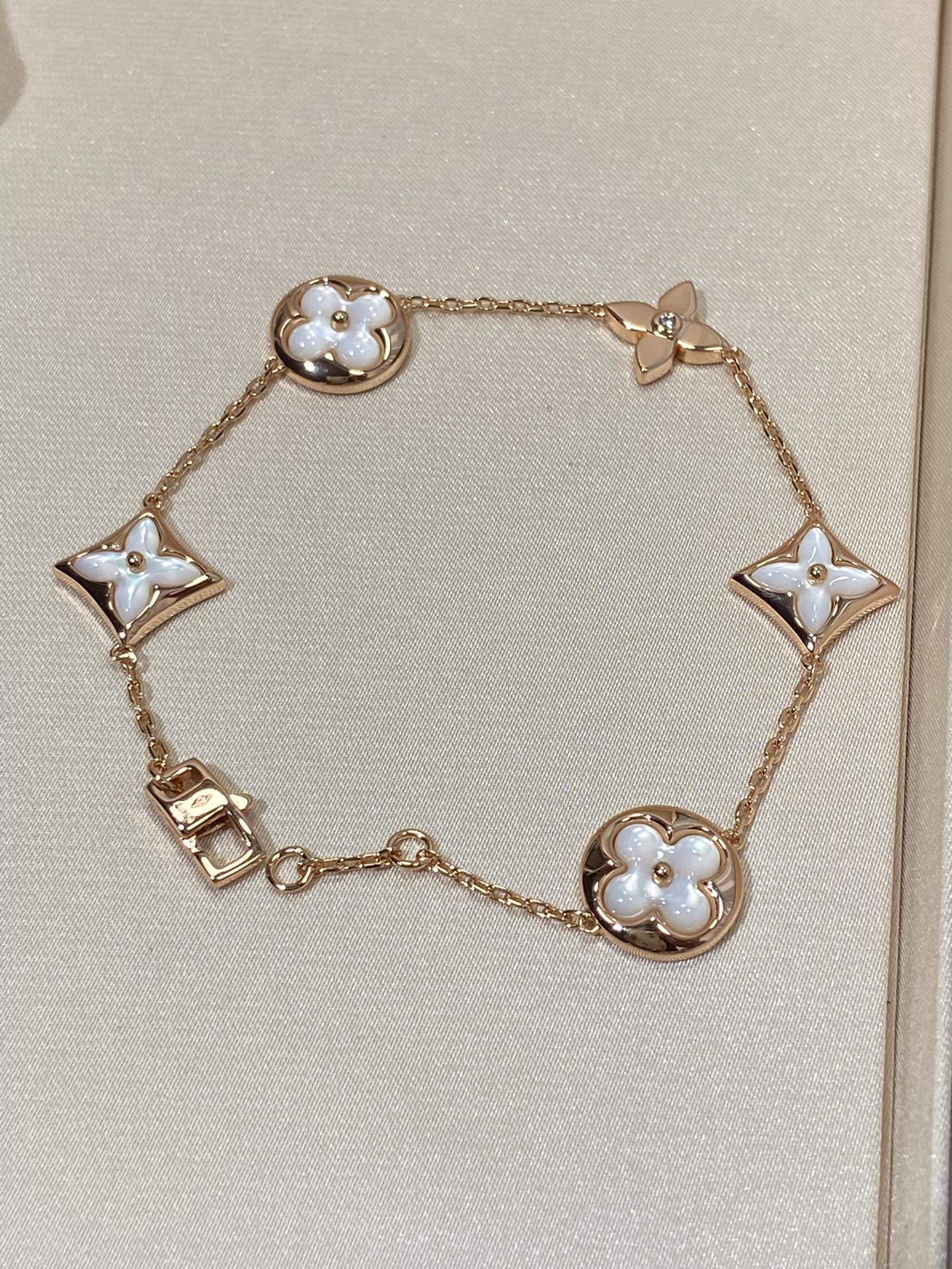 [Angela Jewellery]STAR AND SUN 5 MOTIF MOP PINK GOLD BRACELET
