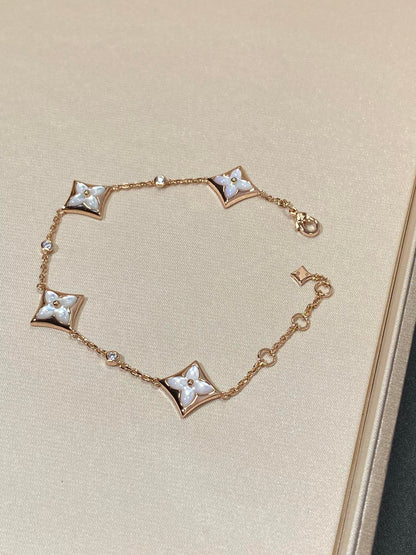 [Angela Jewellery]STAR 4 MOTIF MOP DIAMOND PINK GOLD BRACELET