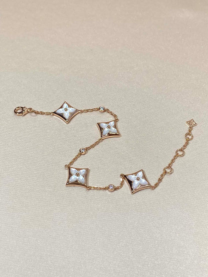 [Angela Jewellery]STAR 4 MOTIF MOP DIAMOND PINK GOLD BRACELET