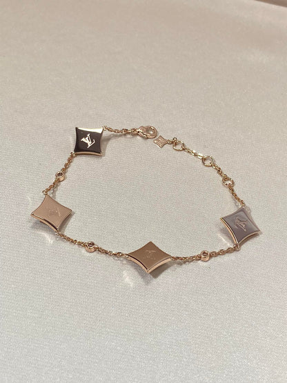 [Angela Jewellery]STAR 4 MOTIF MOP DIAMOND PINK GOLD BRACELET