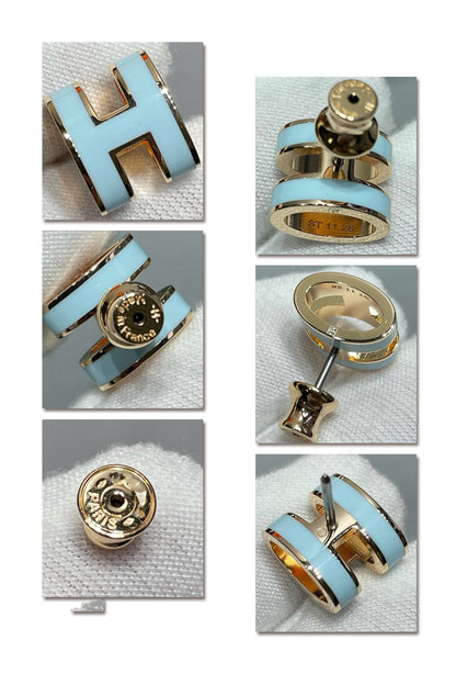 [アンジェラジュエリー]POP H スカイブルー スタッドピアス