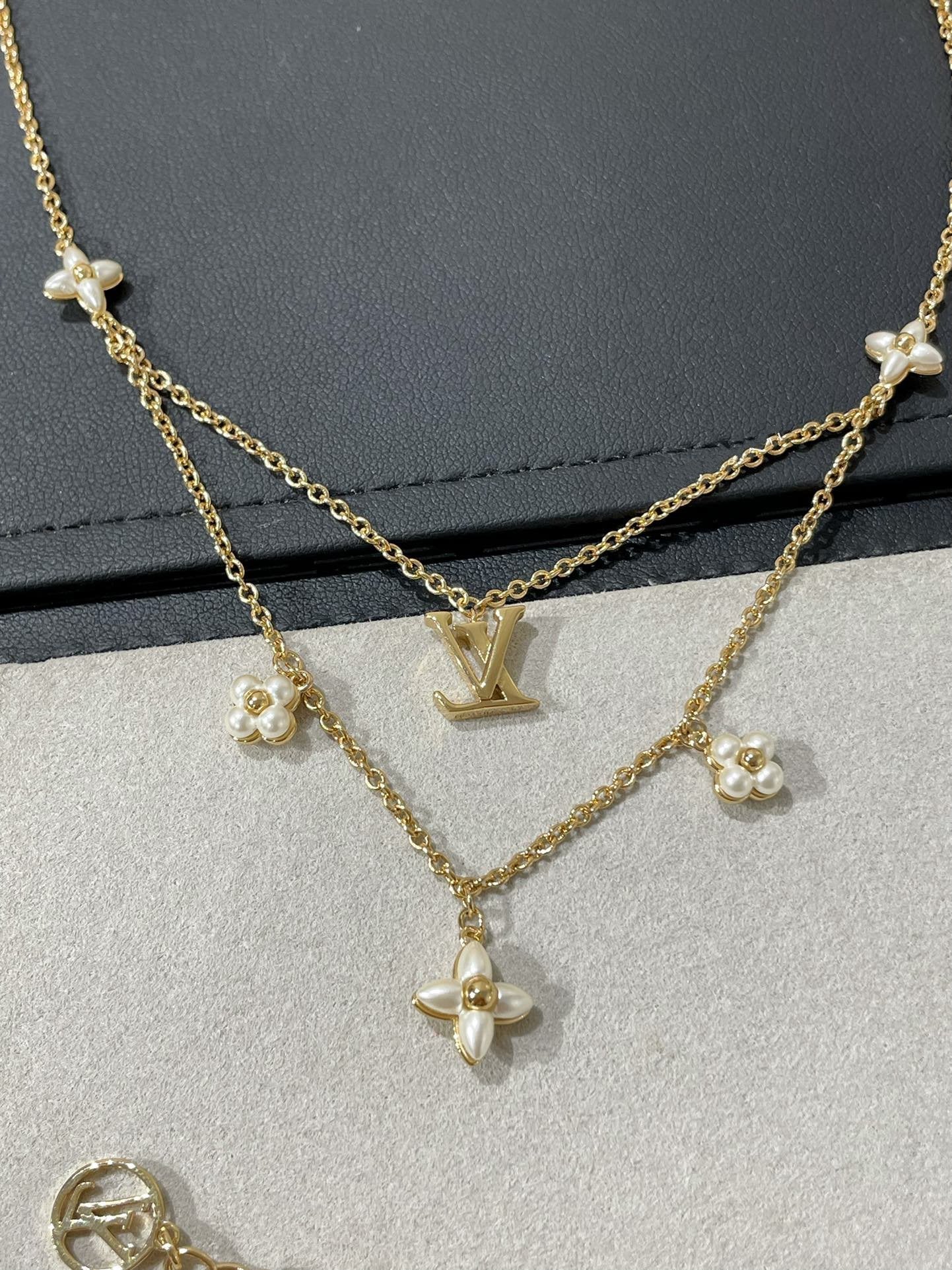 [Angela Schmuck]FLOWERGRAM GOLD MOP DOPPELREIHIGE HALSKETTE