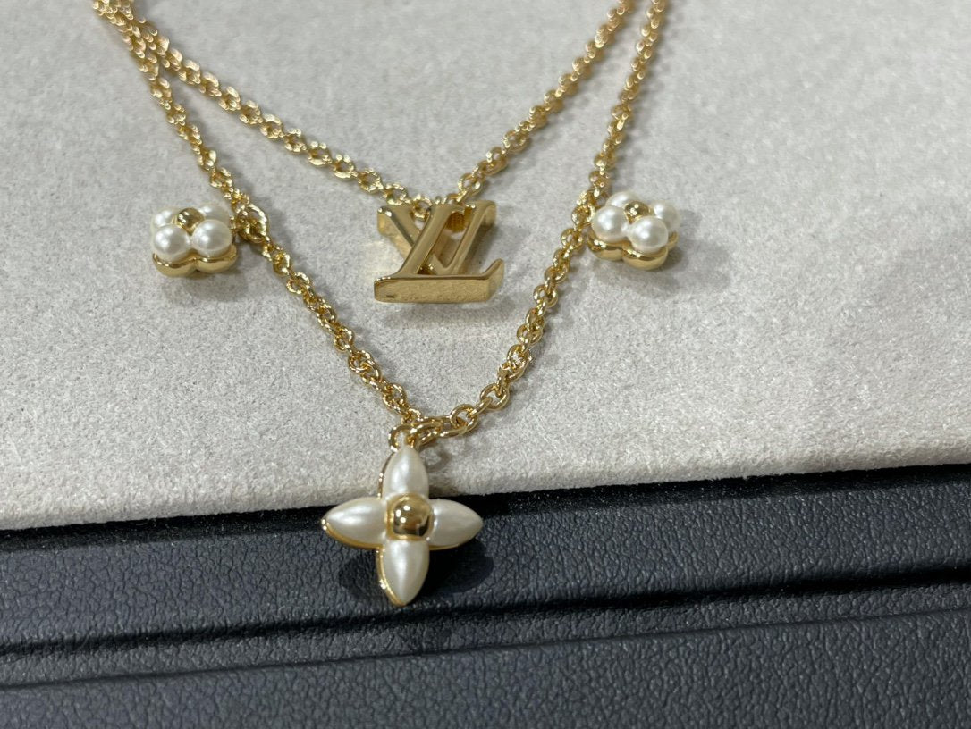 [Angela Schmuck]FLOWERGRAM GOLD MOP DOPPELREIHIGE HALSKETTE
