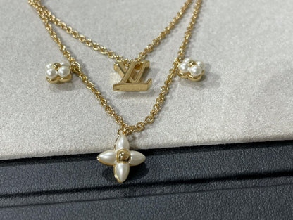 [Angela Schmuck]FLOWERGRAM GOLD MOP DOPPELREIHIGE HALSKETTE