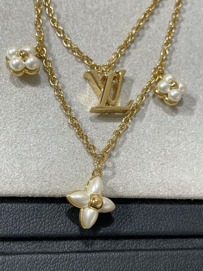 [Angela Schmuck]FLOWERGRAM GOLD MOP DOPPELREIHIGE HALSKETTE