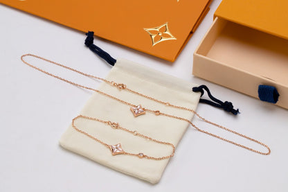 [アンジェラジュエリー]スター ピンク モップ 1ダイヤモンド ピンクゴールドネックレス
