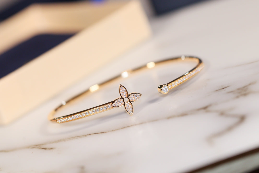 [Angela Jewellery]IDYLLE GOLD OPEN BRACELET DIAMOND PAVED