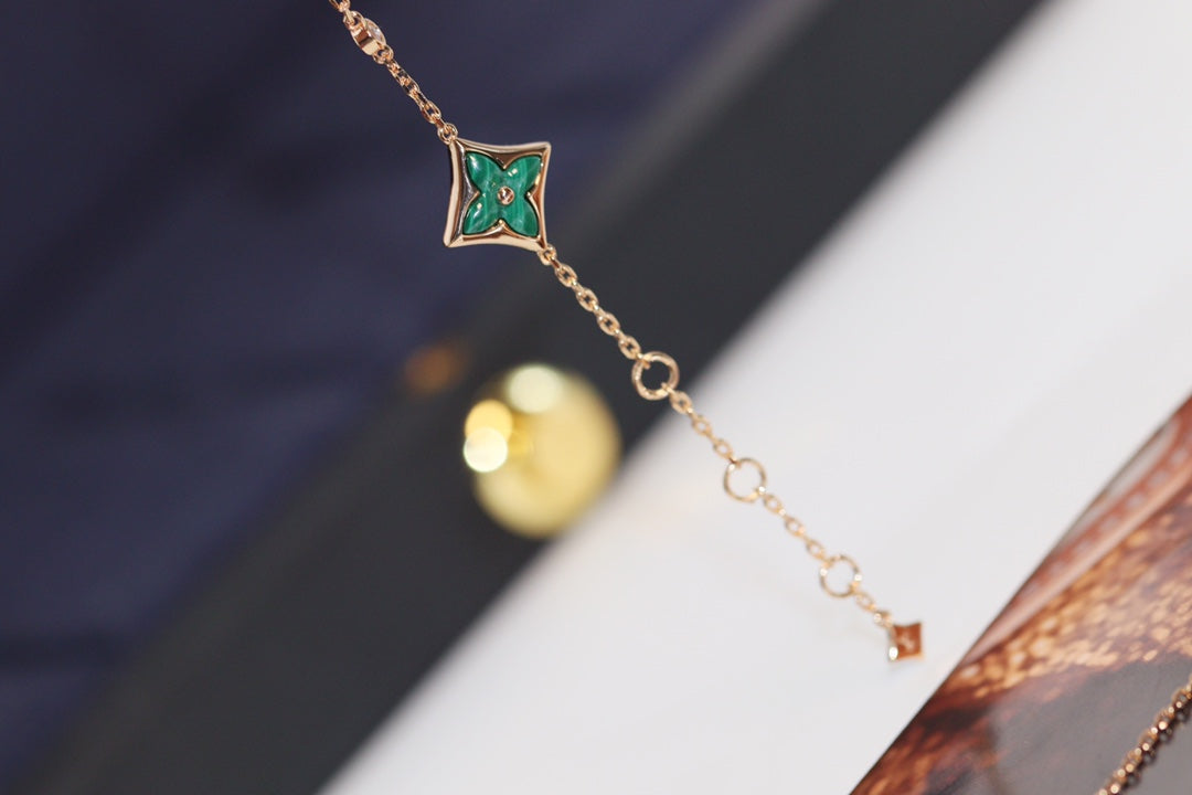 [Angela Jewellery]STAR AND SUN 4 MOTIF PINK GOLD MALACHITE BRACELET
