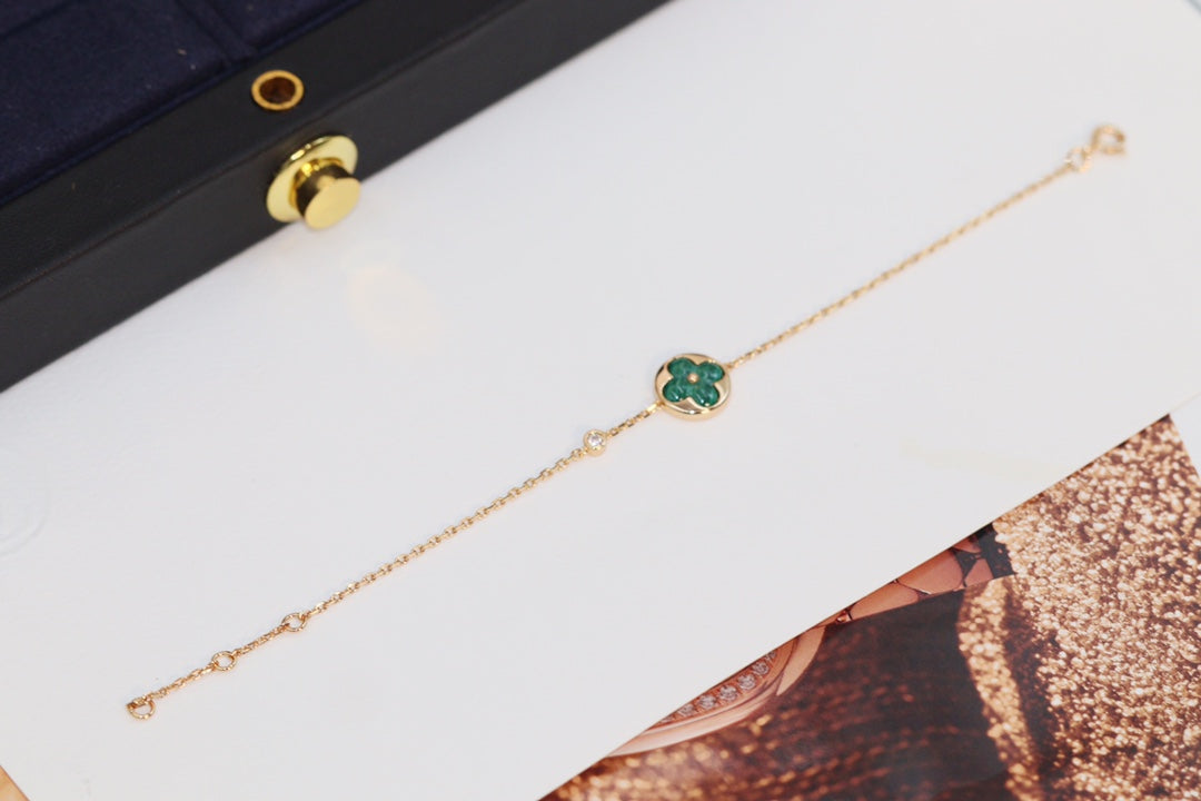 [Angela Jewellery]STAR AND SUN 4 MOTIF PINK GOLD MALACHITE BRACELET