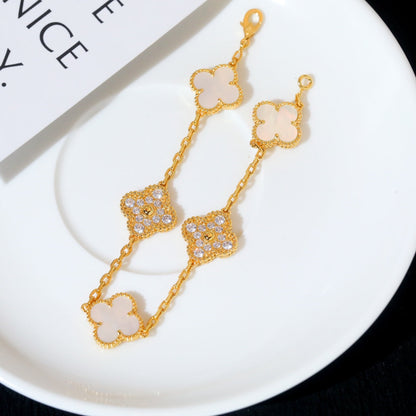 [Angela Jewellery]CLOVER BRACELET 5 MOTIF WHITE MOP DIAMOND