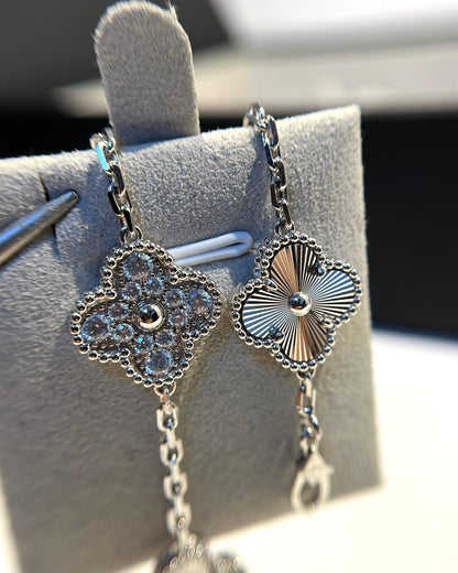 [アンジェラジュエリー]クローバー 5モチーフ シルバー ダイヤモンド ブレスレット
