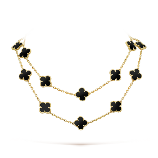 [Angela Schmuck] KLEEBLATT 20 MOTIVE ONYX HALSKETTE