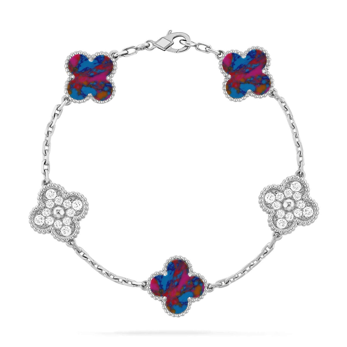 [Angela Jewelry]CLOVER 5 MOTIF COLOR GEMSTONES BRACELET COLLECTION