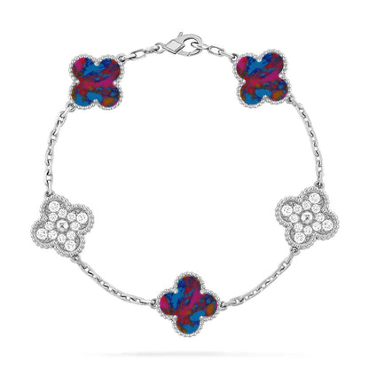 [Angela Jewelry]CLOVER 5 MOTIF COLOR GEMSTONES BRACELET COLLECTION